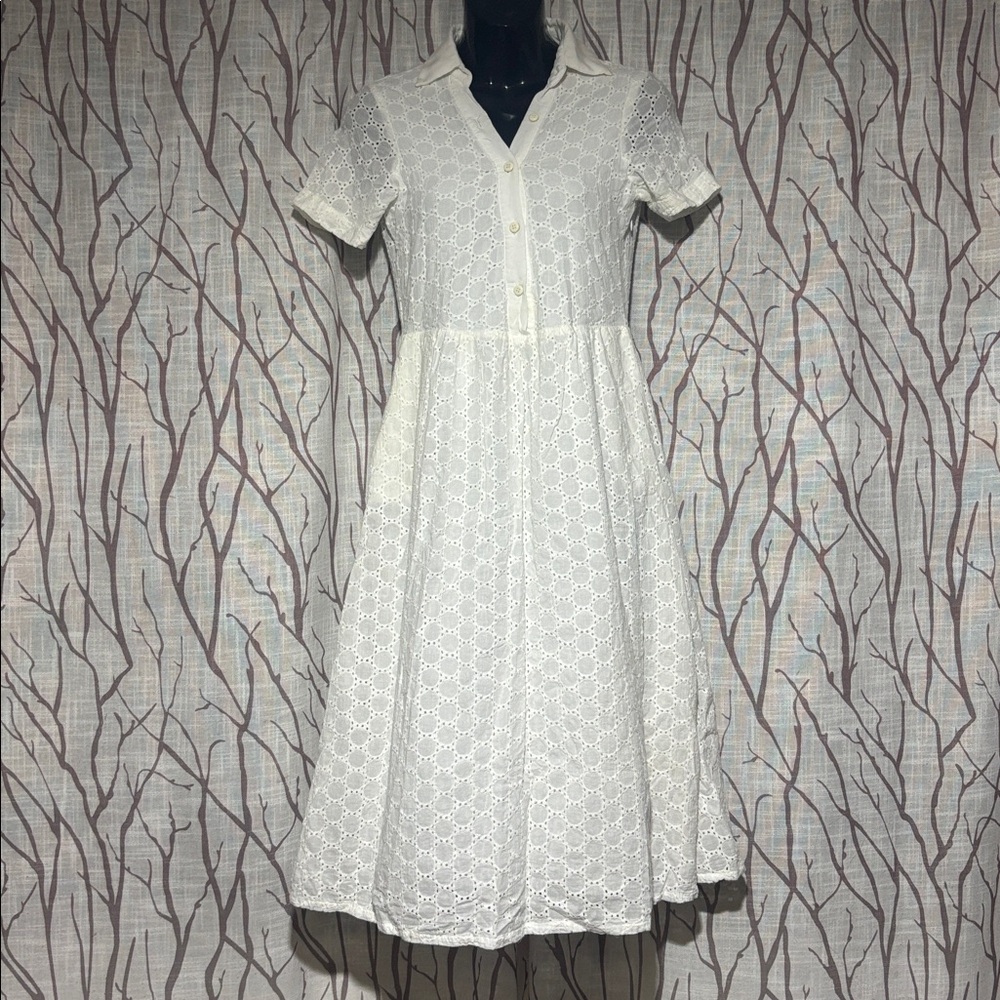 Valija White Lace Dress - 100% Cotton, Size Small